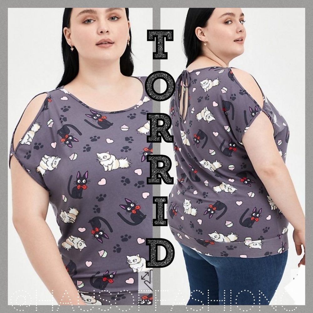 TORRID Her Universe Studie Ghibli Kiki's Super Soft Cold Shoulder Top! N…
